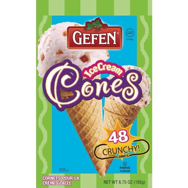Gefen Ice Cream Cones 48 Pc -6.75 oz-313-340-01