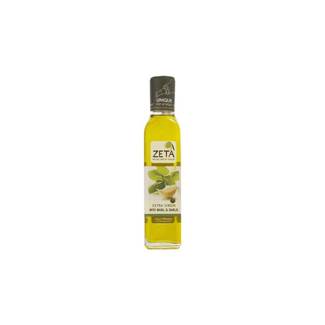 Zeta Extra Virgin Olive Oil with Basil and Garlic 250 ml (8.5 fl oz)-04-024-12