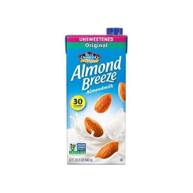 Blue Diamond Unsweetened Originl Almond Breeze Almond Milk 32 Fl Oz-LTL-ALM20
