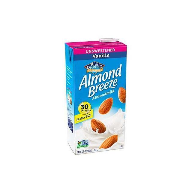 Blue Diamond Unsweetened Vanilla Almond Breeze Almond Milk (Family Size) 64 Fl Oz-LTL-ALM38