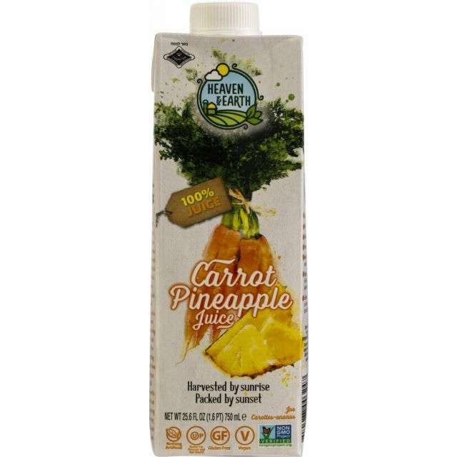 Heaven & Earth Carrot & Pineapple 100% Juice 25.6 Oz-KP-760324