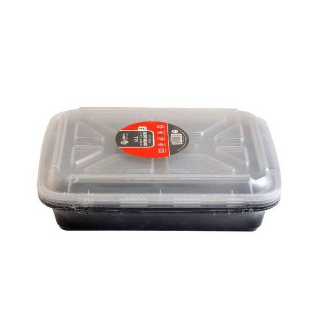Plastic House Bento 4 Lb Oblong Containers With Lids 3 Ct-BS-2076