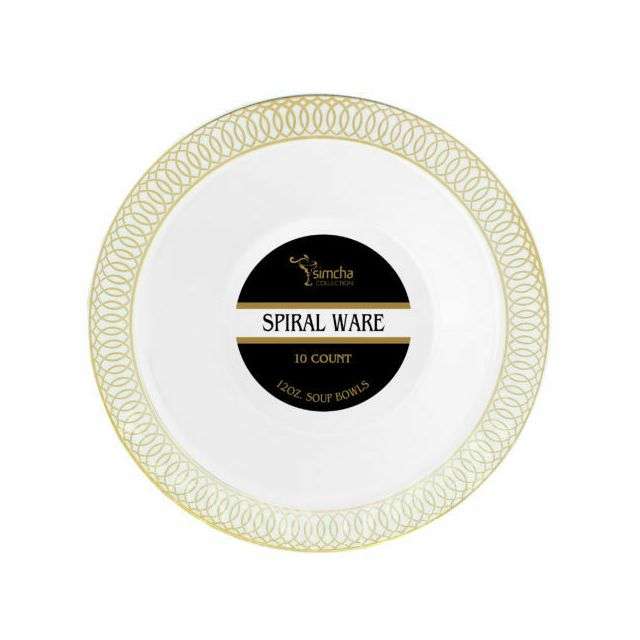 Spiral 12 oz Bowls  White & Gold  10 Ct-232-564-07