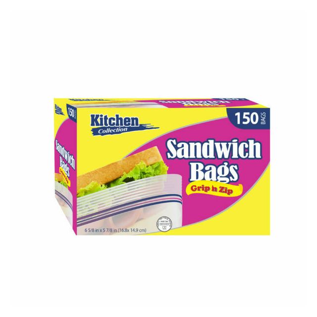 Kitchen Collection Sandwich Bags Grip & Zip 150 Bags-232-562-03