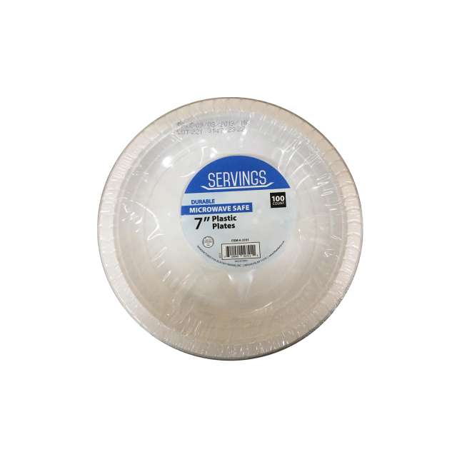 Servings Collection Microwave Safe White 7" salad Plates 100 Ct-232-564-08