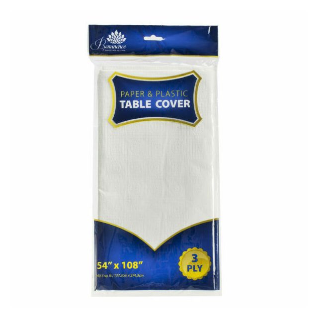 3 Ply White Paper & Plastic Tablecover 54″x108″ (1 Count)-232-556-15
