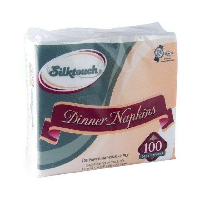 Silktouch White  Dinner Napkins - 2-Ply 100 Ct-232-600-02