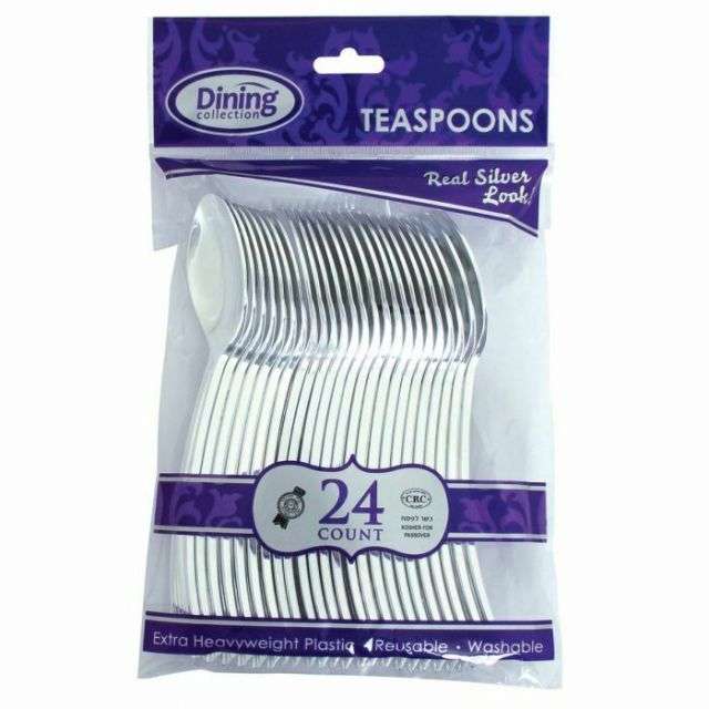 Dining Collection Silver Teaspoons - Extra Heavyweight Plastic - 24 ct.-FFP-06415
