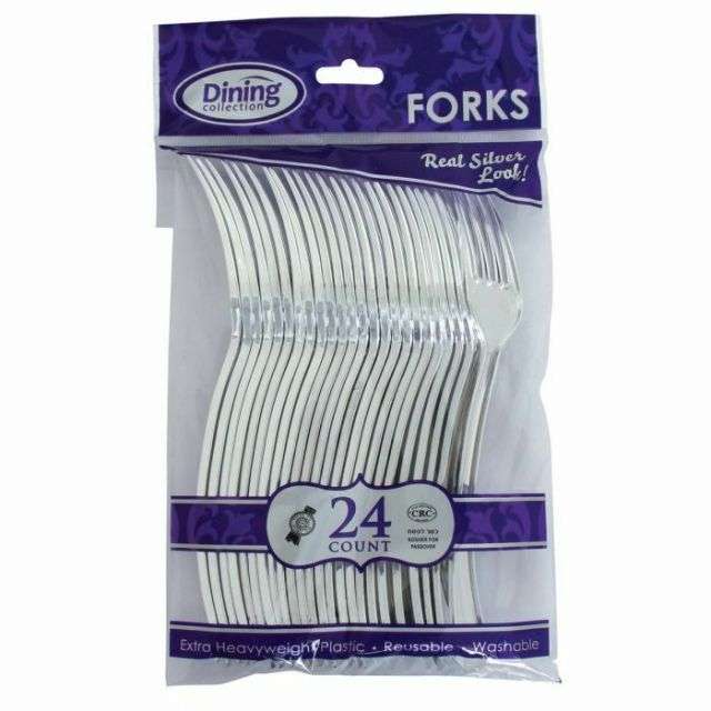 Dining Collection Silver Forks - Extra Heavyweight Plastic - 24 ct.-FFP-06416