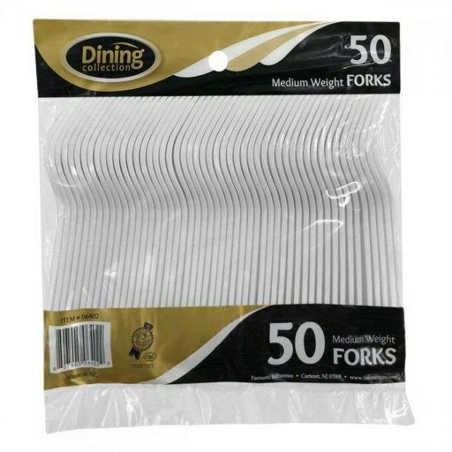 Dining Collection Medium Weight Forks - White Plastic - 50 ct-232-566-09
