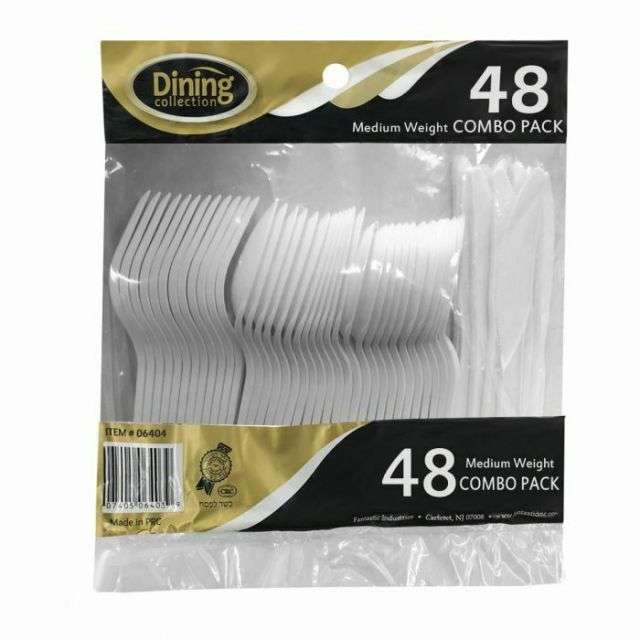 Dining Collection Heavy Duty Combo - White Plastic - 48 ct.-FFP-DC06404