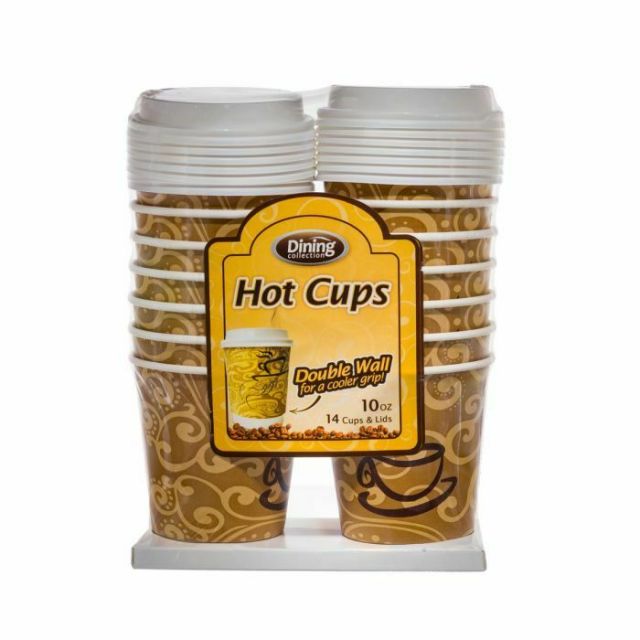 Dining Collection 10 oz. Hot Paper Coffee Cups With Lids - 14 Count-232-560-12