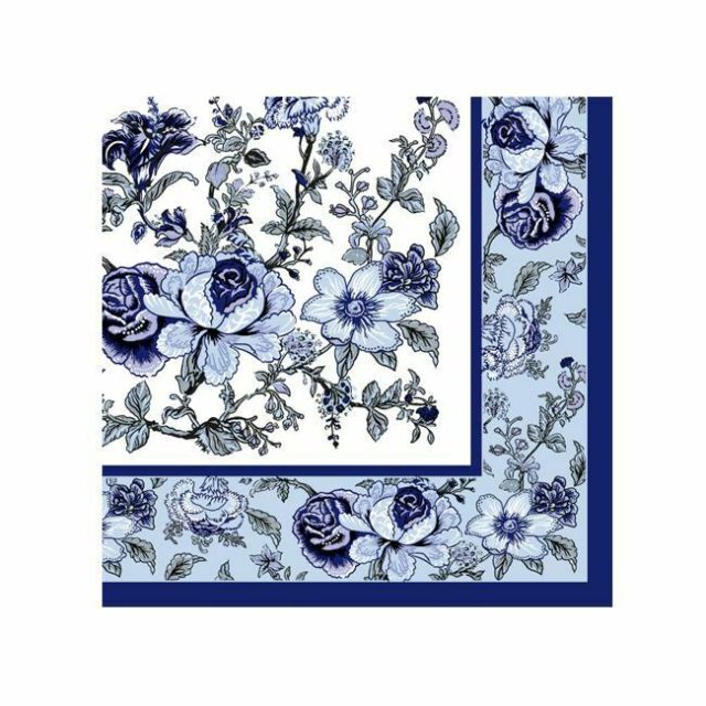 Dining Collection Cocktail Napkins - Blue Bountiful Blossoms - 20 ct-232-600-03