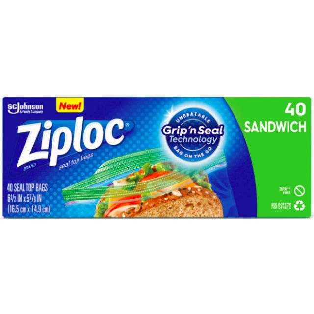 Ziploc Sandwich Bags 40 Bgs-232-562-15