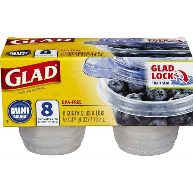 Glad Food Storage Containers Mini Round Containers 4 Oz - 8 Ct-FFP-GWMR