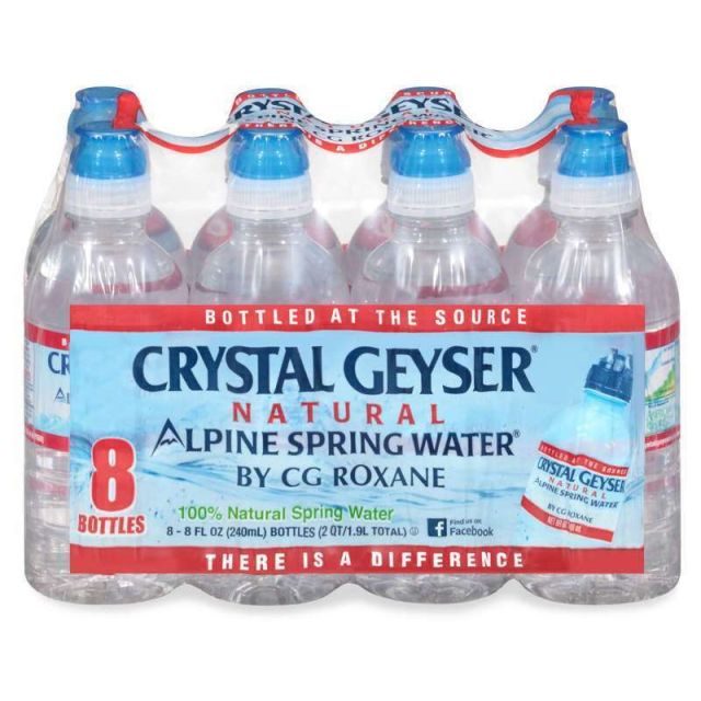 Crystal Geyser Natural Alpine Spring Water 8 fl oz. - 8 Bottle-208-617-04