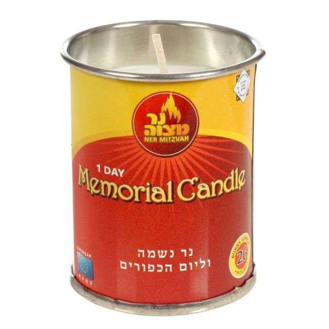 Ner Mitzvah 1 Day Yahrzeit Candle in Tin-232-601-03