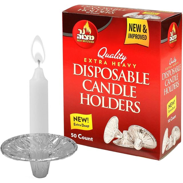 Ner Nitzvah Extra Heavy Disposable Candle Holder 50 Pk-232-599-02