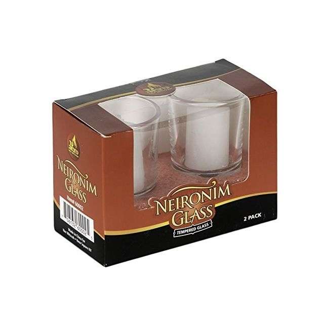 Ner Nitzvah Neironim Glass For With Candles 2-Pk-NMC-60002
