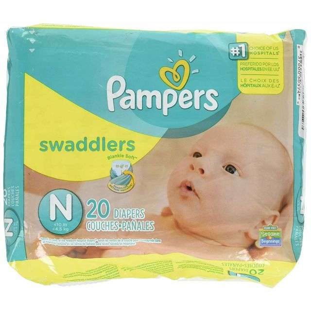 Pampers Swaddlers Diapers Size N  For 10Lb  4.5 Kg 20 Ct-05-647-01