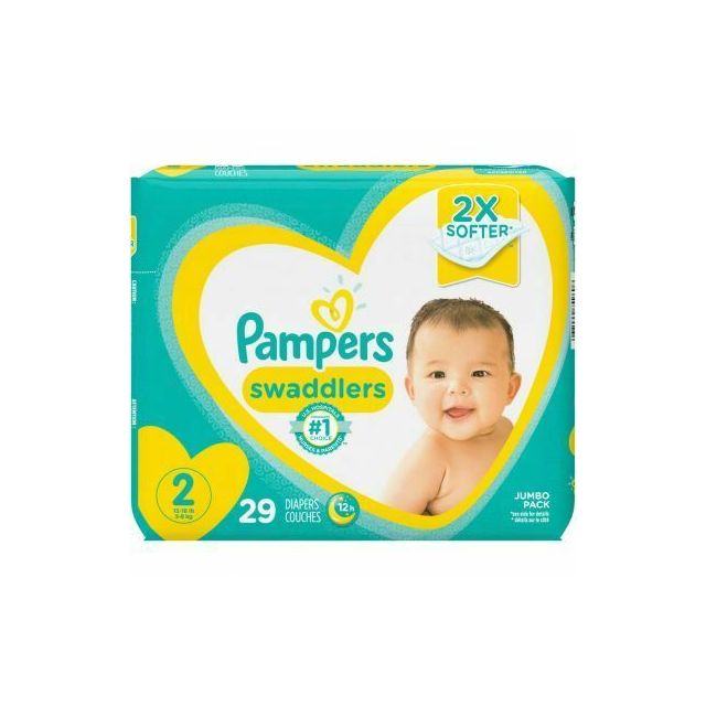 Pampers Swaddlers Diapers ×2 Softer Size 2  For 12-18Lb  5-8 Kg  29 Ct-05-647-05