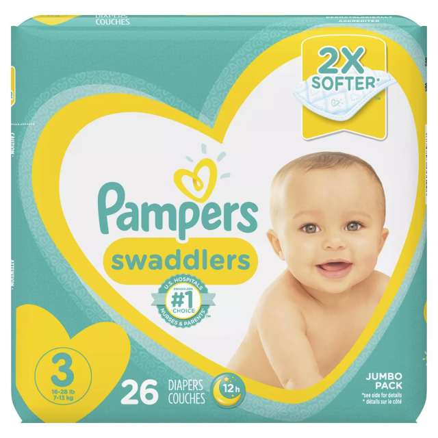 Pampers Baby Swaddlers Diapers Size 3  For 16-28Lb  7-13 Kg  26 Ct-05-647-08