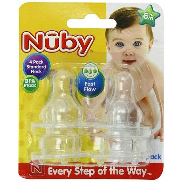 Nuby 4 Pack Standard Neck Fast Flow Nipples-MPD-000074