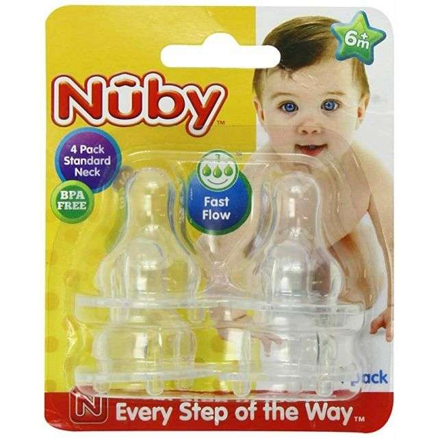 Nuby 4 Pack Standard Neck Fast Flow Nipples-05-656-02