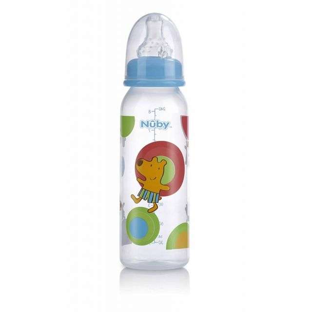 Nuby 8 Oz Bottle With Fun Prints (Medium Flow Nipple)-MPD-011605