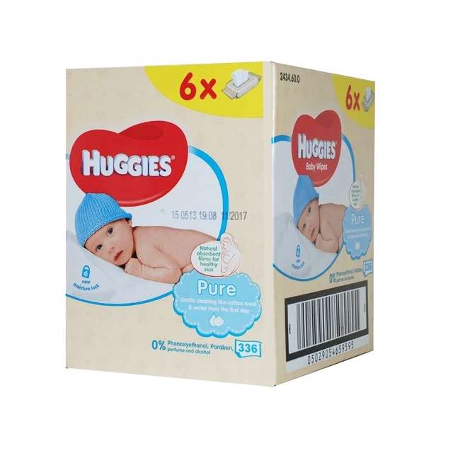 Huggies Pure Baby Wipes 56 CT (Box of 6 packs)-05-597-08