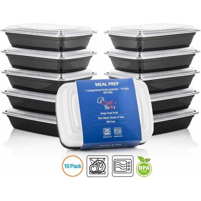 Chef's Star Reusable Food Storage Containers with Lids - 26 oz - 10 Pack-232-675-01