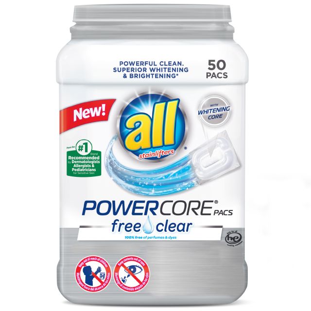 All Powercore Pacs Laundry Detergent, Free Clear 50 Pacs - 42.6 Oz-232-788-37