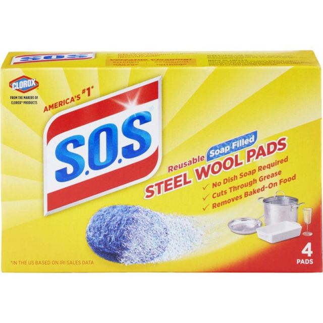 Clorox S.O.S Steel Wool Soap Pads 4-Pads-232-410-09