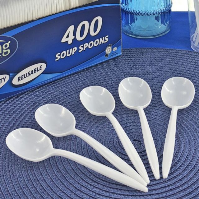 Dining Collection Soupspoons (Box) - White Plastic - 400 ct-FFP-DC06434