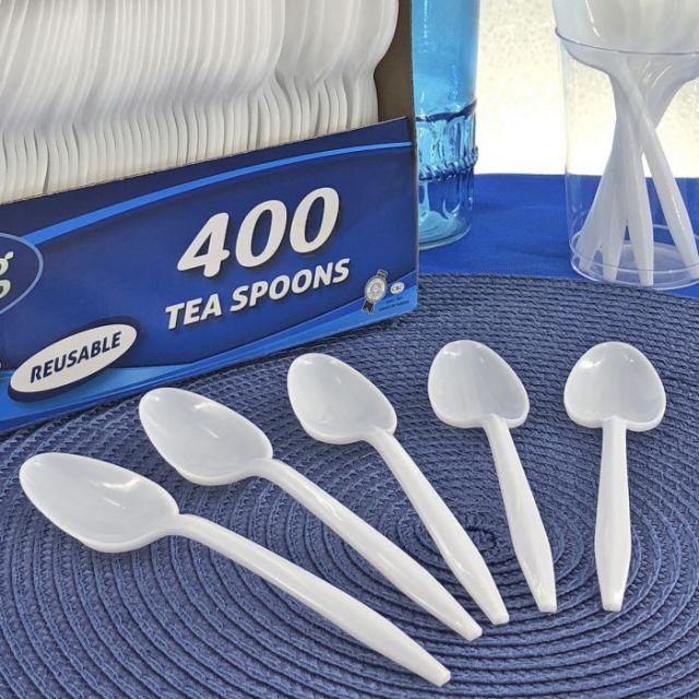 Dining Collection Teaspoons (Box) - White Plastic - 400 ct-FFP-DCT4
