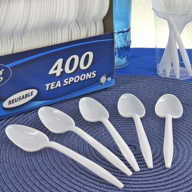 Dining Collection Teaspoons (Box) - White Plastic - 400 ct-232-566-21