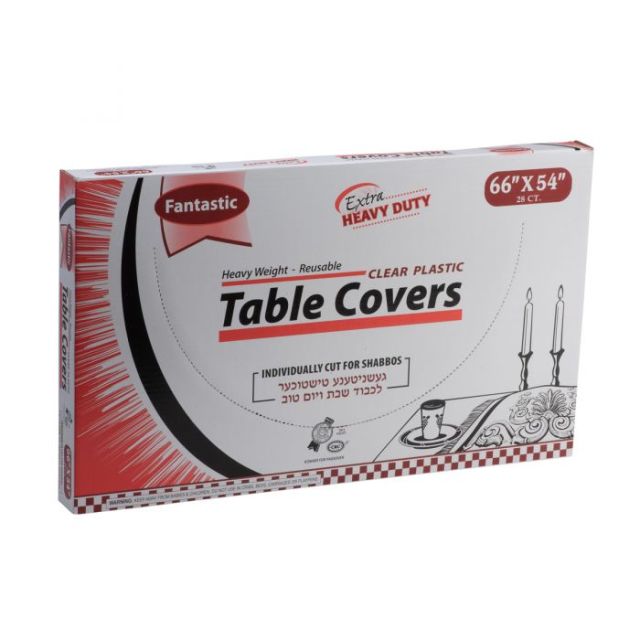Fantastic Extra Heavy Duty Table Covers - 66" x 54" - Clear - 28 Count-232-556-24