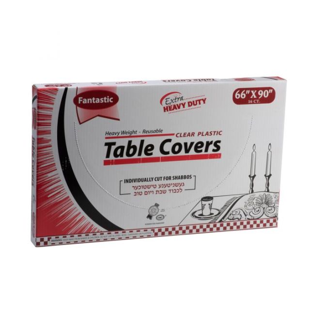 Fantastic Extra Heavy Duty Table Covers - 66" x 90" - Clear - 16 Count-232-556-26