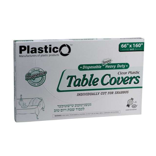 Plastico Super Heavy Duty Table Covers - 66" x 160" - Clear - 10 Count-232-556-31