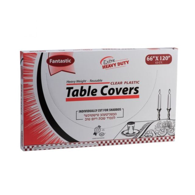 Fantastic Extra Heavy Duty Table Covers - 66" x 120" - Clear - 12 Count-232-556-28