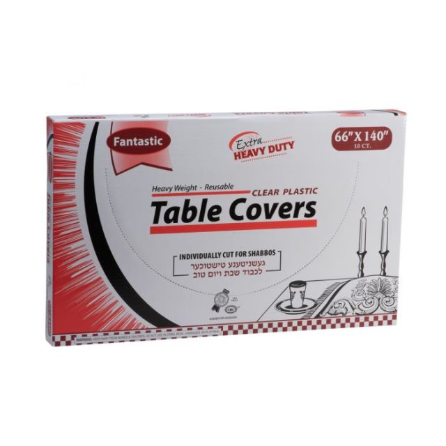 Fantastic Extra Heavy Duty Table Covers - 66" x 140" - Clear - 10 Count-232-556-29