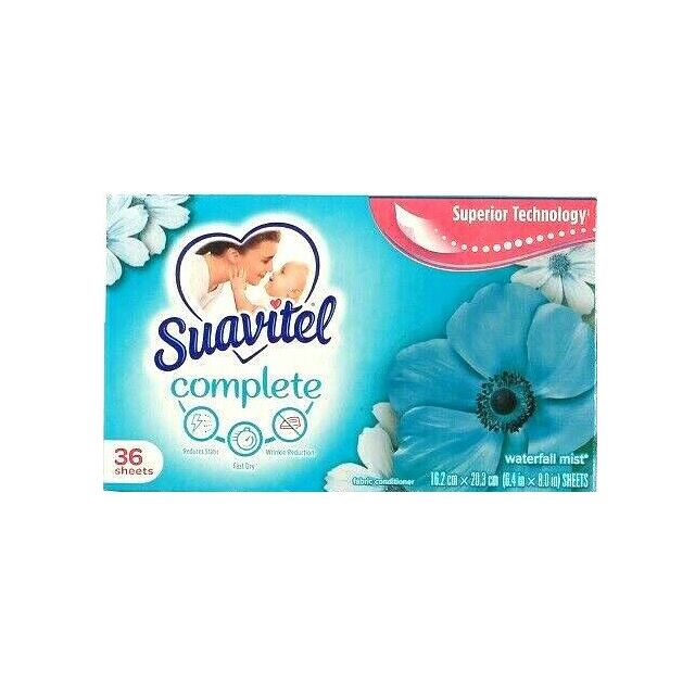 Suavitel Complete Waterfall Mist Fabric Conditioner Dryer Sheets 36 Ct-232-788-43