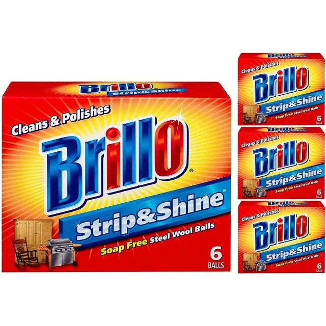Brillo Strip & Shine Steel Wool Balls 6 Ct-232-410-12