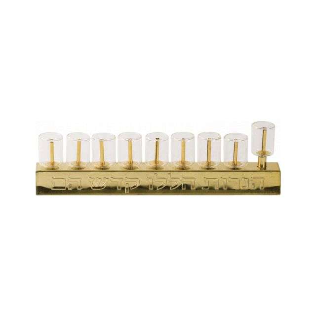 Ner Mitzvah Oil Menorah with Glass Cups-232-629-07