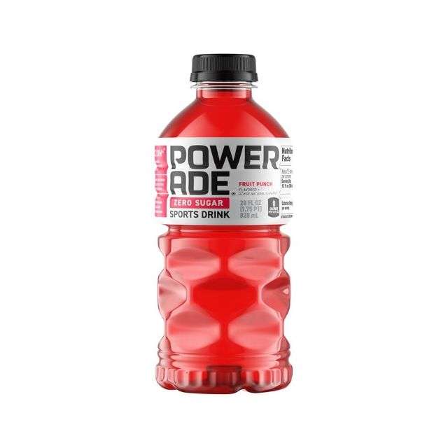 Powerade Sports Drink Zero Sugar Fruit Punch, 28 Fl oz 828 ml-208-740-27
