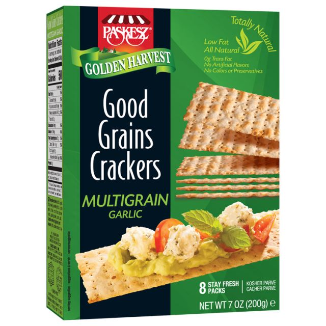Paskesz Good Grains Crackers Multigrain Garlic 7 Oz-121-317-42