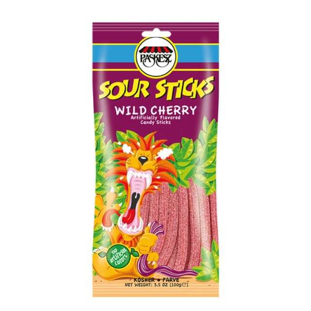 Paskesz Sour Sticks Wild Cherry 3.5 Oz-PP12010