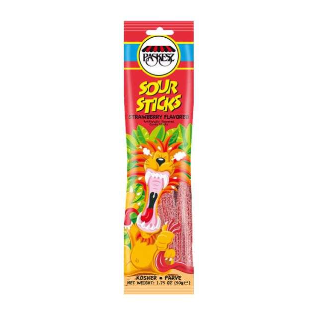 Paskesz Sour Sticks Strawberry 1.75 Oz-121-354-16