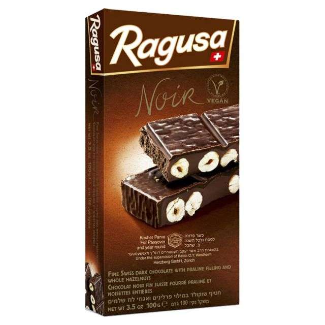 Ragusa Noir Chocolate filled with praline and whole hazelnuts 3.5 Oz-121-301-81