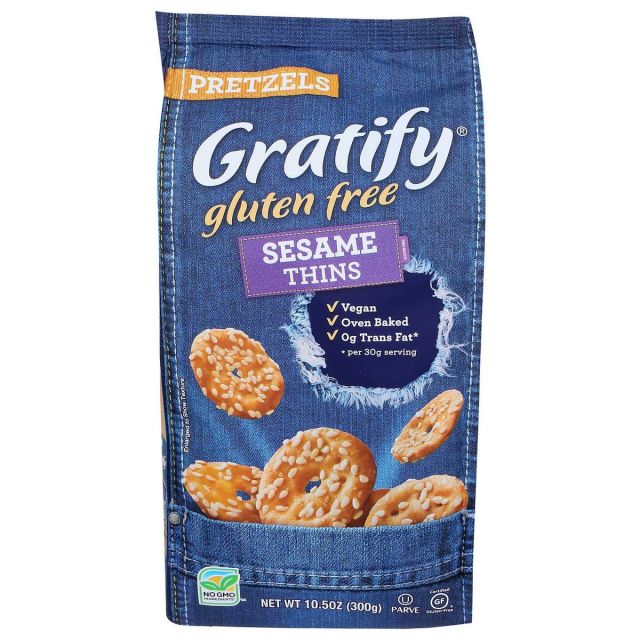 Gratify Gluten Free Pretzel Sesame Thins 10.5 OZ-121-317-50